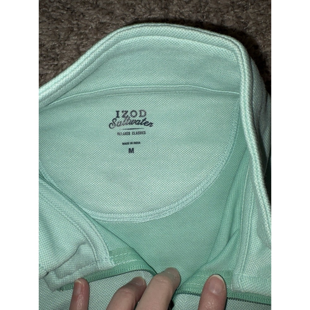 Izod Pullover Mens Medium Green Saltwater Quarter Zip Classic Sweater Sweatshirt